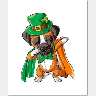 Dabbing Boxer St Patricks Day Boys Leprechaun Irish Posters and Art